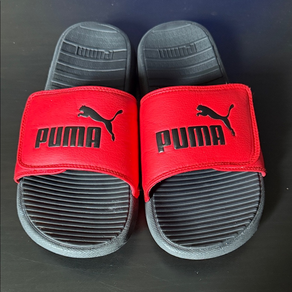 Puma Red and Black Slide Sandals